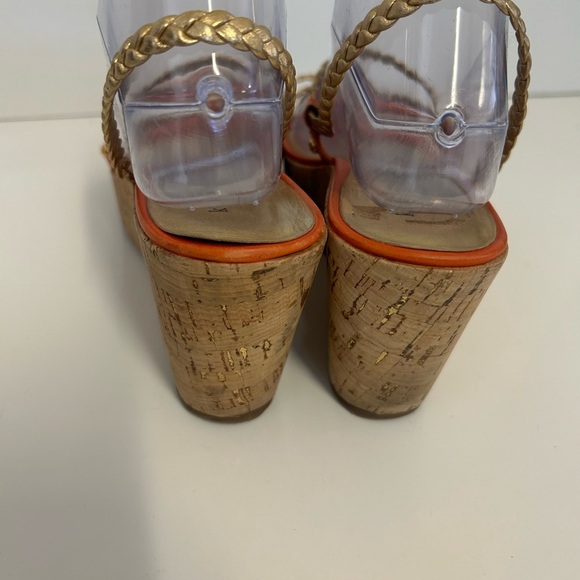 Kate Spade Women's Orange and Gold Bali Wedges Size 9 - Picture 5 of 14